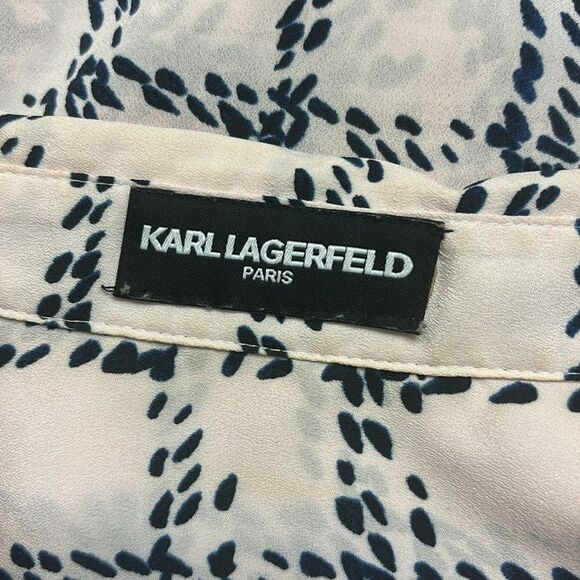 Karl Lagerfeld Paris Printed Button Front Blouse XL - Picture 8 of 9